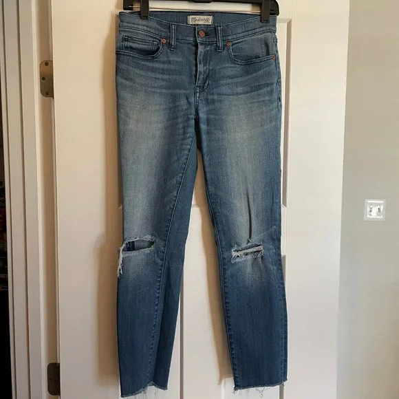 MADEWELL Mid Rise Skinny Skinny Jeans with Ripped Knees Size 27 - Picture 1 of 7
